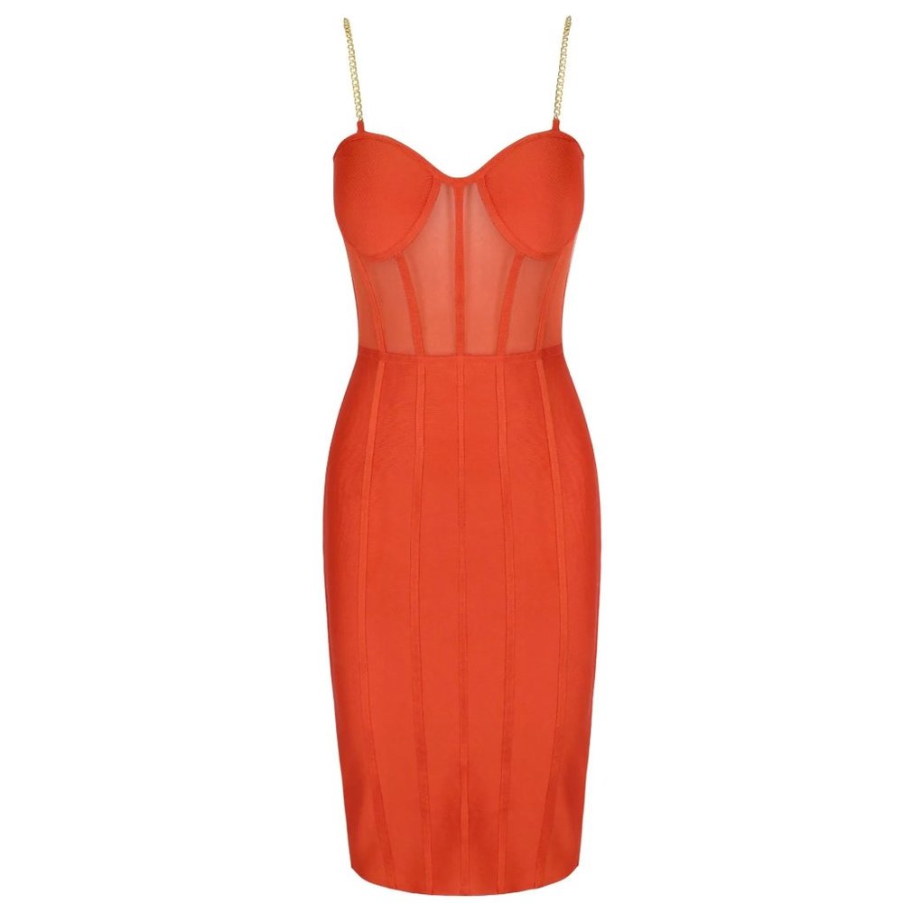 Strappy Gold Chain Bandage Dress - Picture 4 of 7
